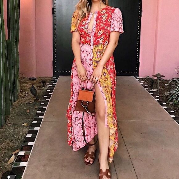 ZARA Dress BLOGGER FAVORITE Patchwork Paisley Handkerchief Hem Size M - Picture 7 of 15